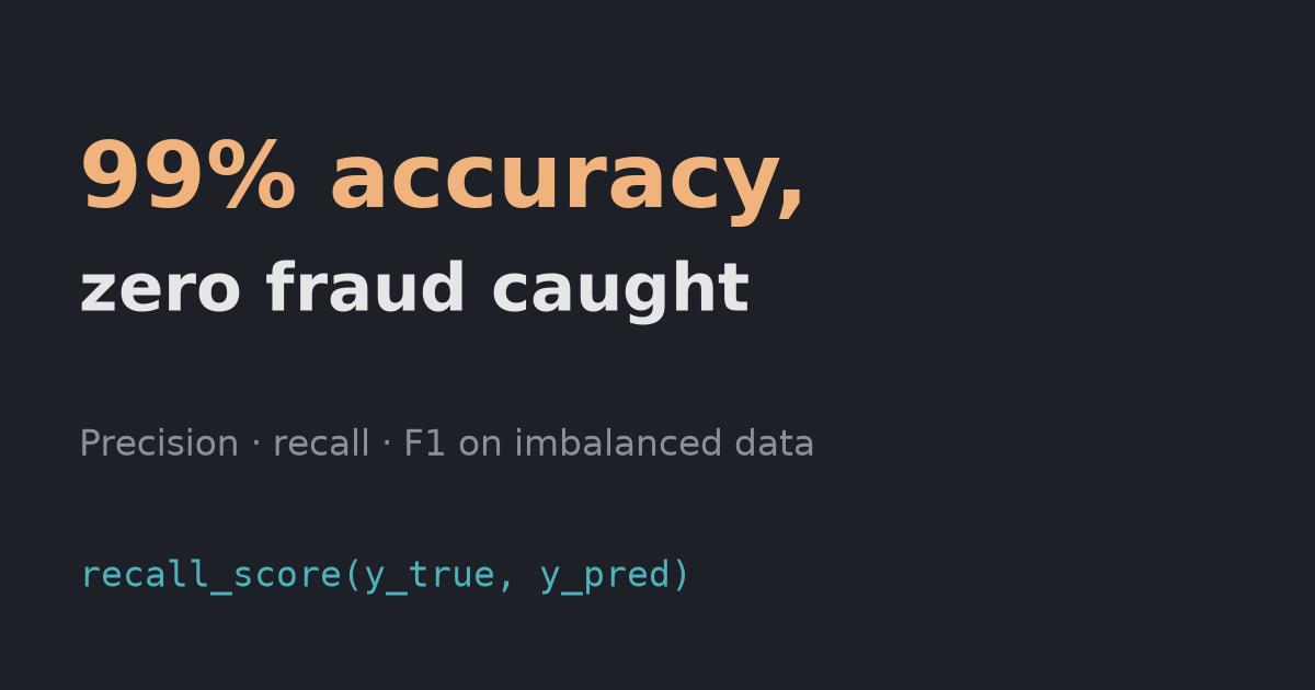 Why is 99% accuracy useless? Precision, recall and F1 explained