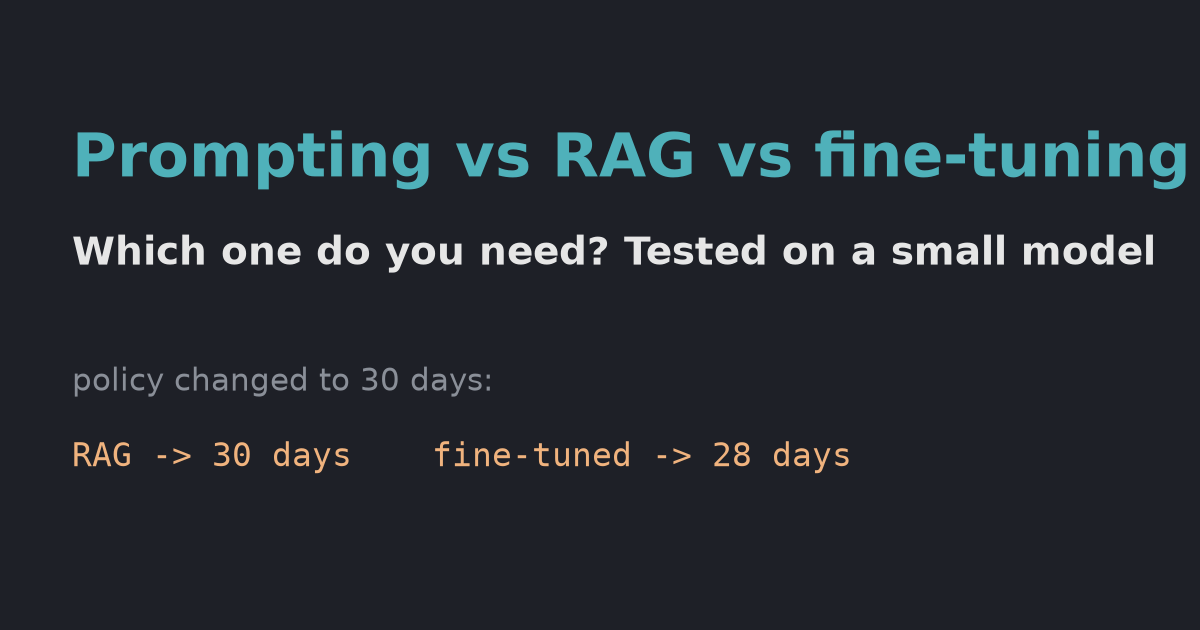 Prompting vs RAG vs fine-tuning: which one do you need?
