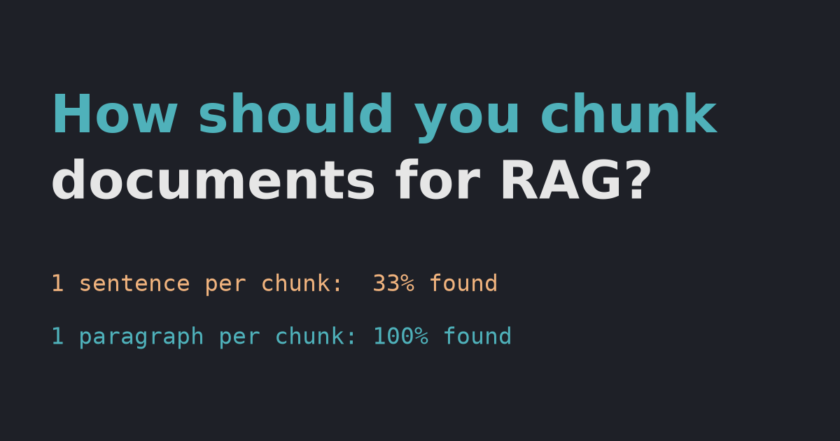 How should you chunk documents for RAG? A chunk-size experiment