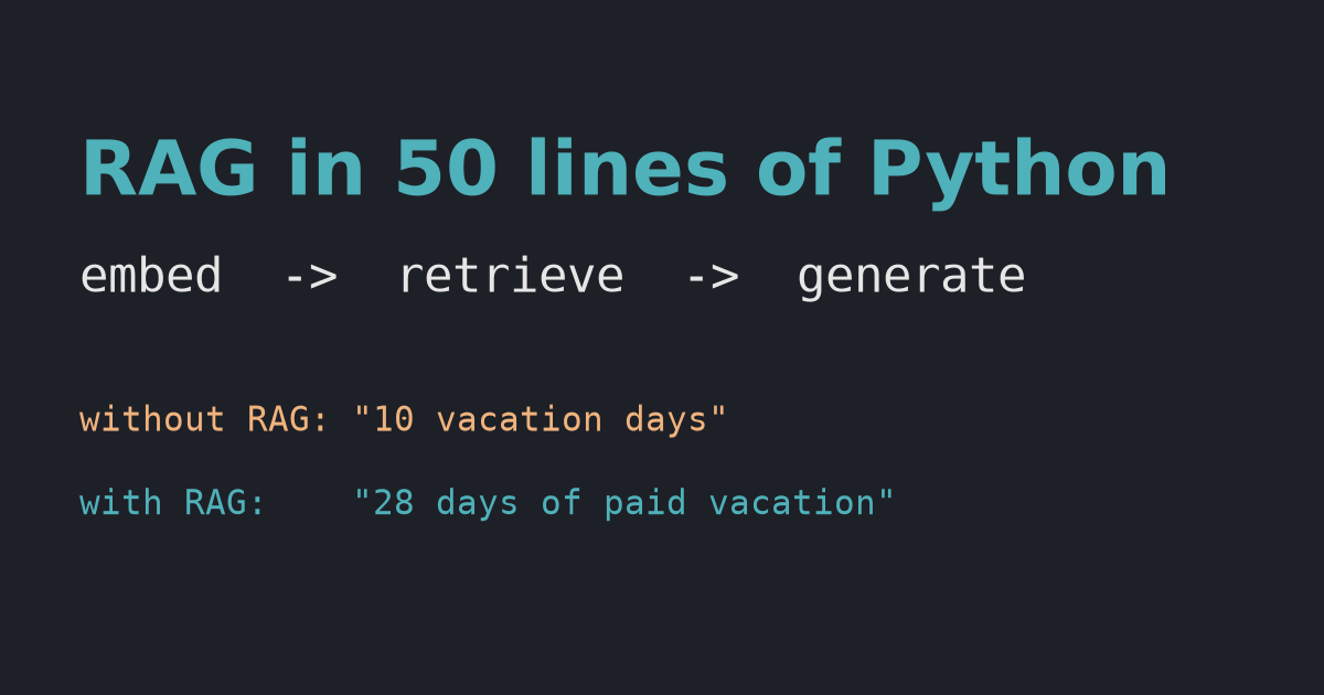 RAG explained in 50 lines of Python (with a local model)